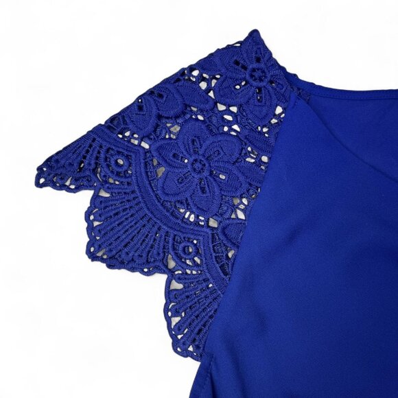 City Streets Women’s XL Royal Blue Blouse Lace Sleeve Polyester - Picture 4 of 4